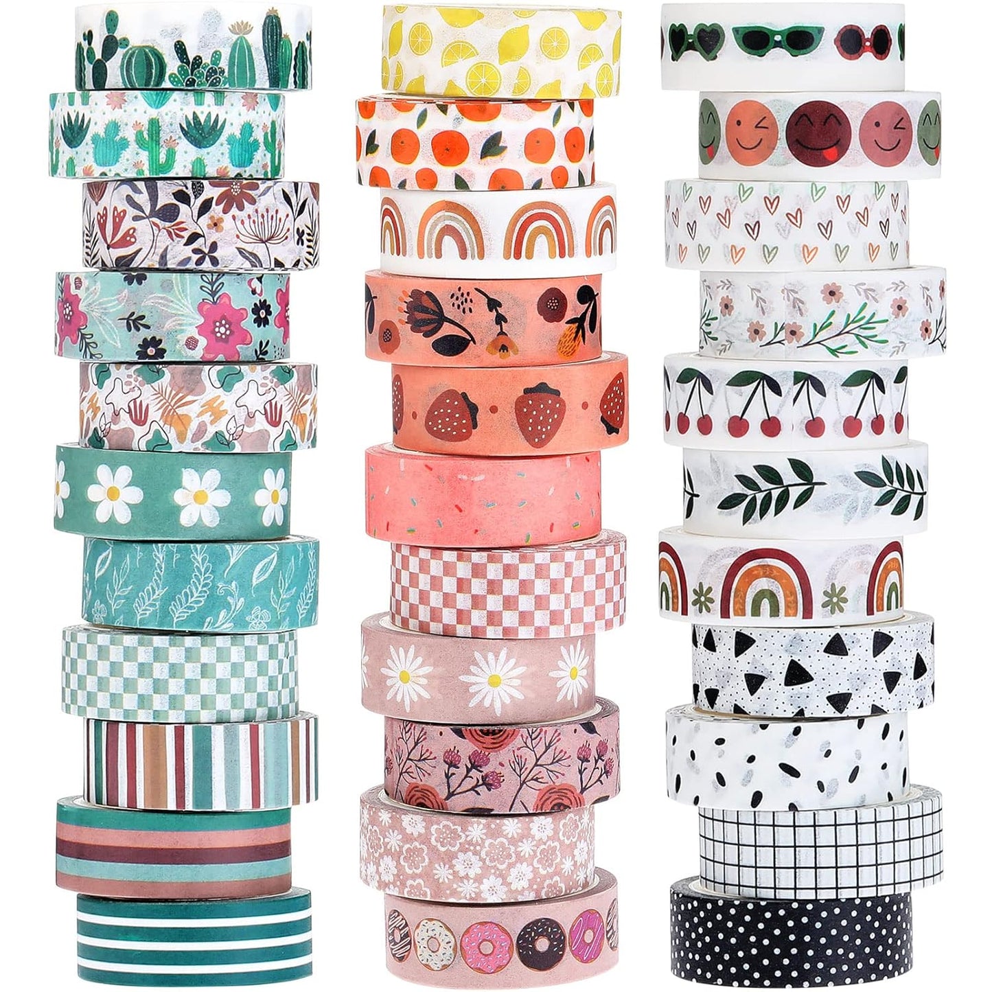 TaoBary 33 Rolls Holiday Plaid Washi Tape, 15 mm Seasonal Washi Tape Set Bohemian Colorful Vintage Cute for Card Wrapping Craft(Bohemia Style)