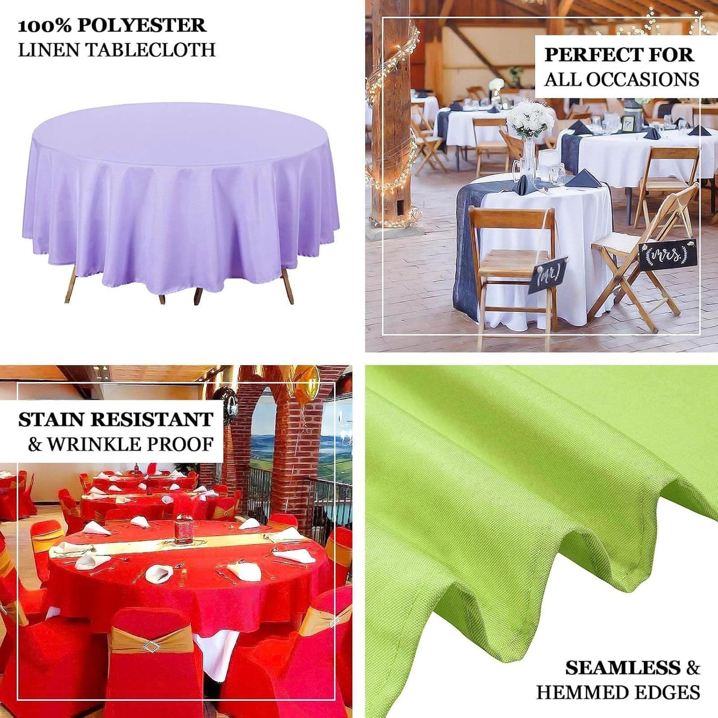 Efavormart Round Tablecloth, 90 Inch Stain & Wrinkle Resistant Washable Table Cloth, Decorative Polyester Fabric Table Cover for Banquet, Wedding, Dining- Fushia