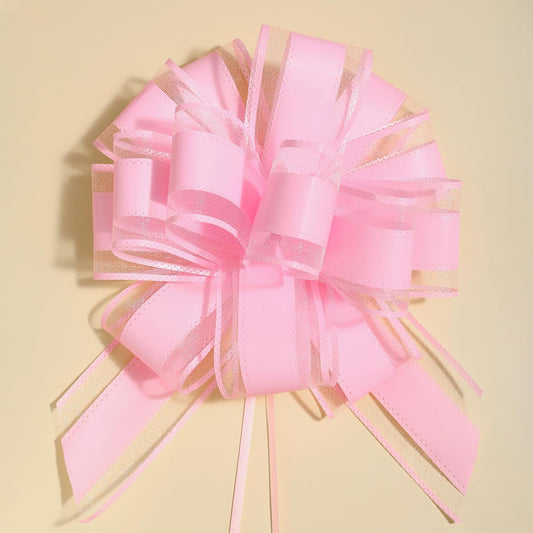 6 Pieces Large Pull Bows,6 inches,Bow for Gift Wrapping,Pull Bows for Party Birthday Gift Wedding Baskets Gift Decorations, Flower Decorations (Pink)