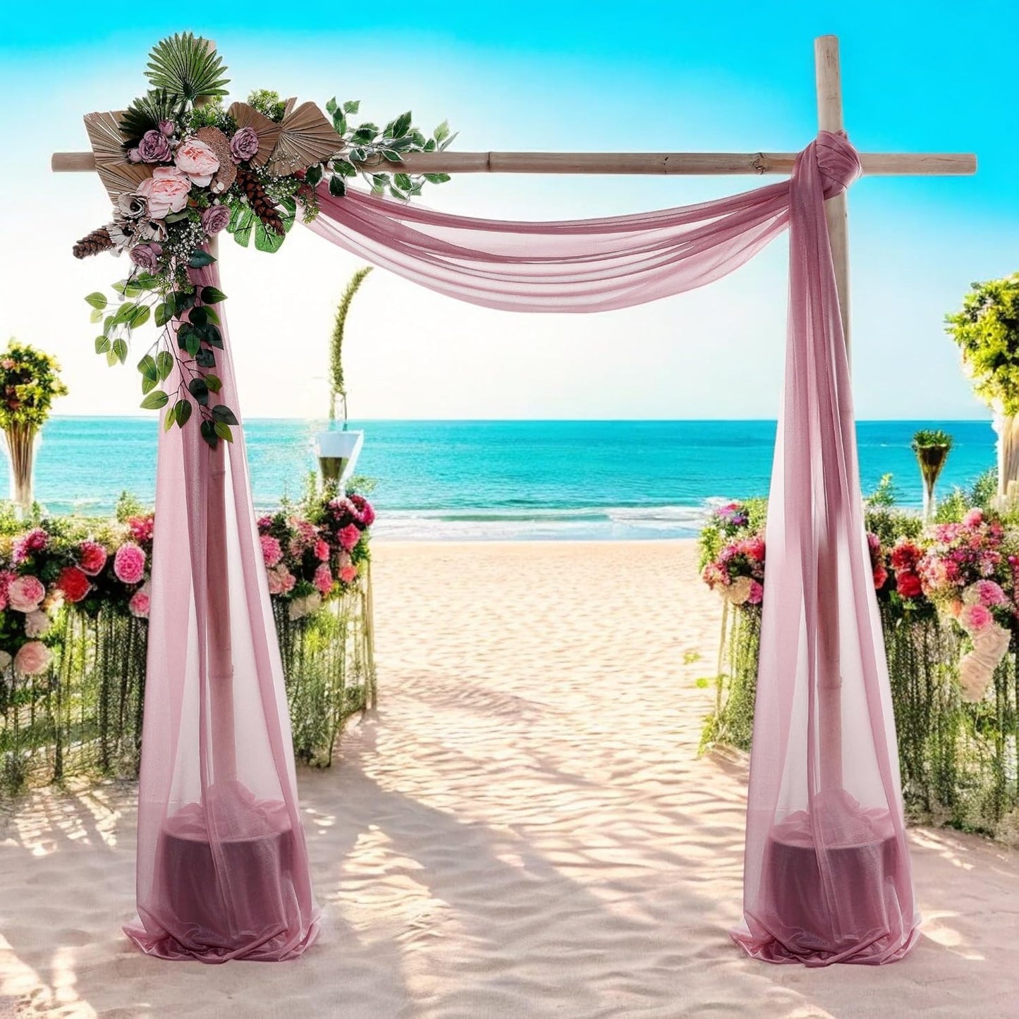 MDS Halloween Chiffon Draping Fabric - 2 Panel, 30" Wide x 40ft Long - Sheer Spooky Arbor & Canopy Drapery for Haunted House Backdrops, Party Ceilings, DIY Costumes & Themed Events - Mauva