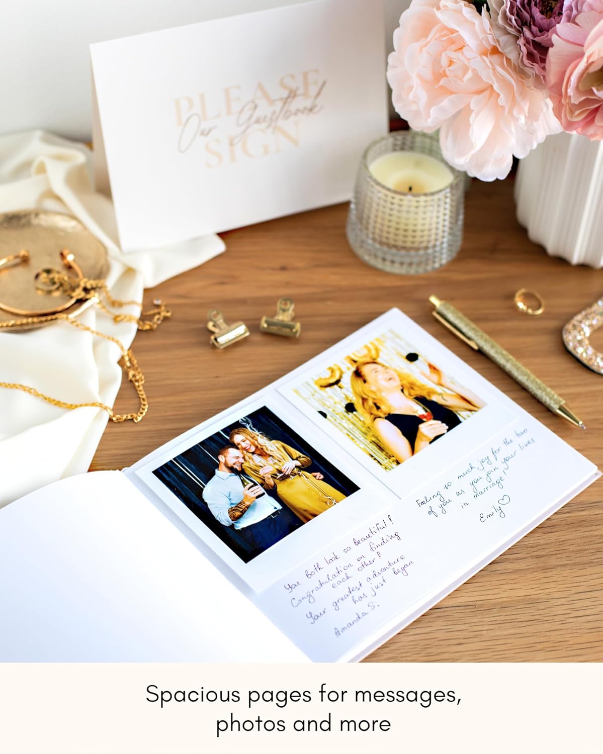 Lamare Wedding Guest Book – Polaroid Guest Book for Wedding Reception, Baby Shower, Birthday, Bridal Shower and Special Event Guestbook – A Stylish Sign in Book for Party - Blank Page