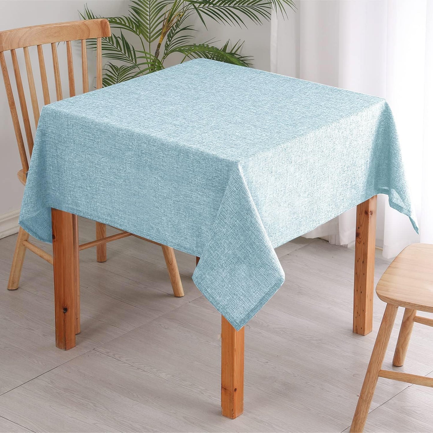 Hiasan 2 Pack Faux Linen Square Tablecloth - Wrinkle and Stain Resistant Washable Table Cloth for Kitchen Dining Room Holiday Table Cover for Party Dinner, Lux Slate Blue, 70 x 70 Inch