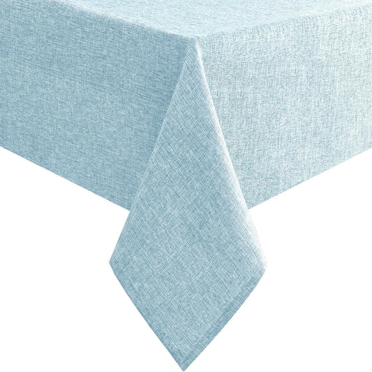 Hiasan Faux Linen Rectangle Tablecloth - Wrinkle and Stain Resistant Washable Table Cloth for Kitchen Dining Room Holiday Table Cover for Dinner, Lux Slate Blue, 54 x 120 Inch