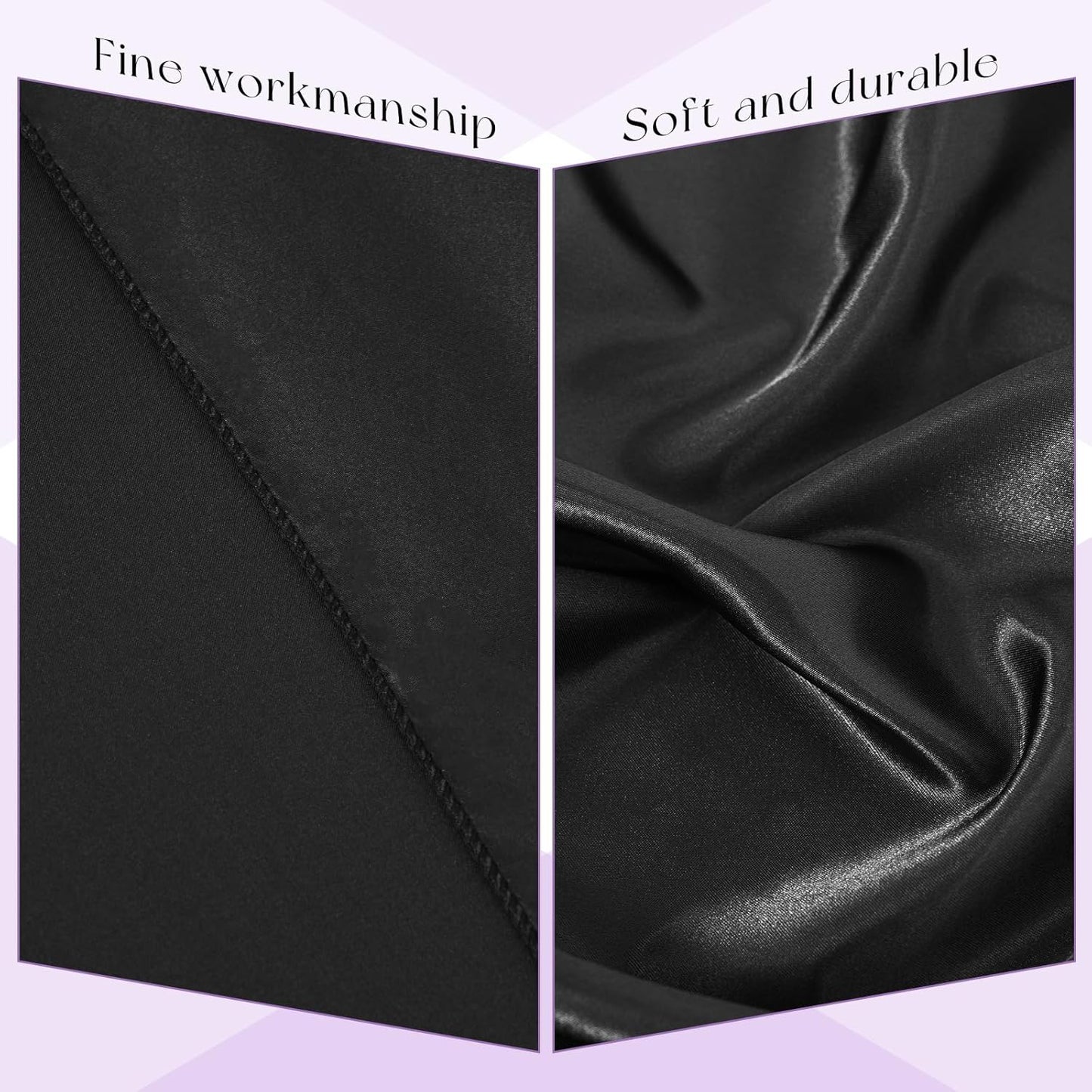 10 Packs Satin Tablecloth 120 Inch Black Round Table Cloth Silk Tablecloth Smooth Fabric Overlay Satin Table Cover Decoration for Wedding Party Banquet Events