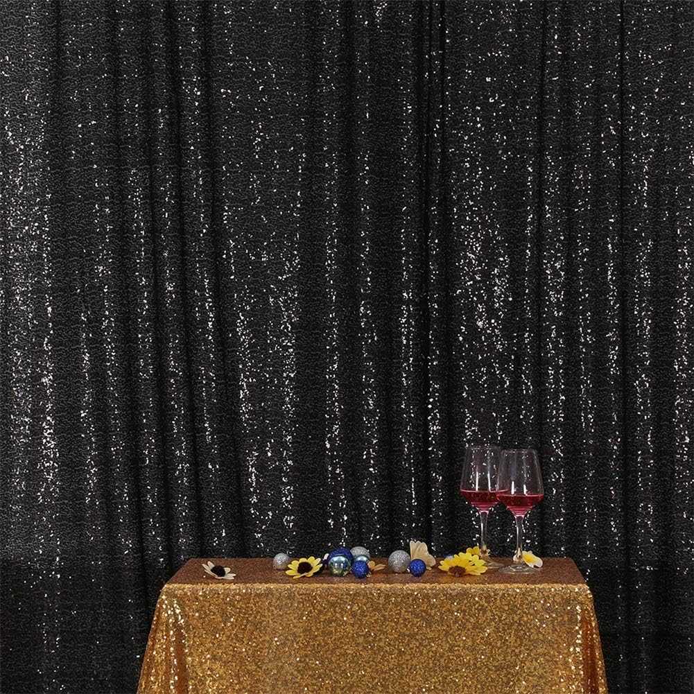 Eternal Beauty Black Sequin Backdrop, 20x10 Ft Halloween Glitter Background Curtains for Shimmer Photography Party Wedding Birthday Back Drop Decor