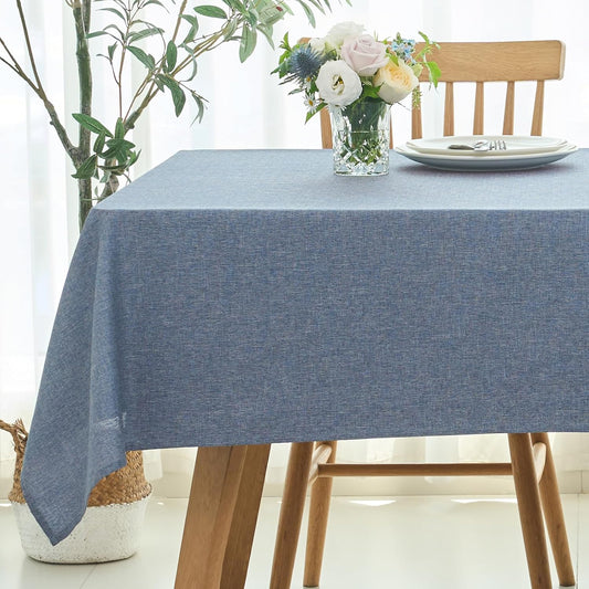 maxmill Square Linen Tablecloth Water Resistance Antiwrinkle Spillproof Stain Proof Fabric Table Cloth, Decorative Fabric Table Cover for Banquet Party Event Holiday Dinner, 70 x 70 Inch, Demin Blue