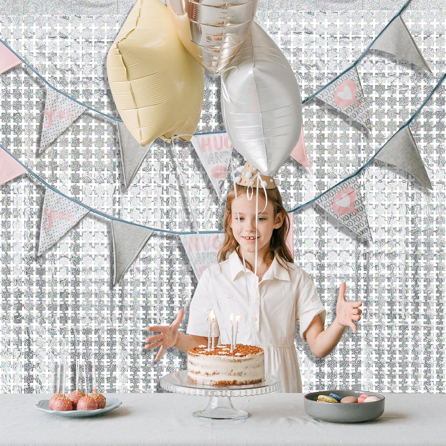 Silver Streamers Metallic Tinsel Foil Fringe Curtains, Door Streamer Photo Booth Backdrop for Birthday Graduation Engagement Bridal Shower Bachelorette Baby Shower Disco Party Decorations