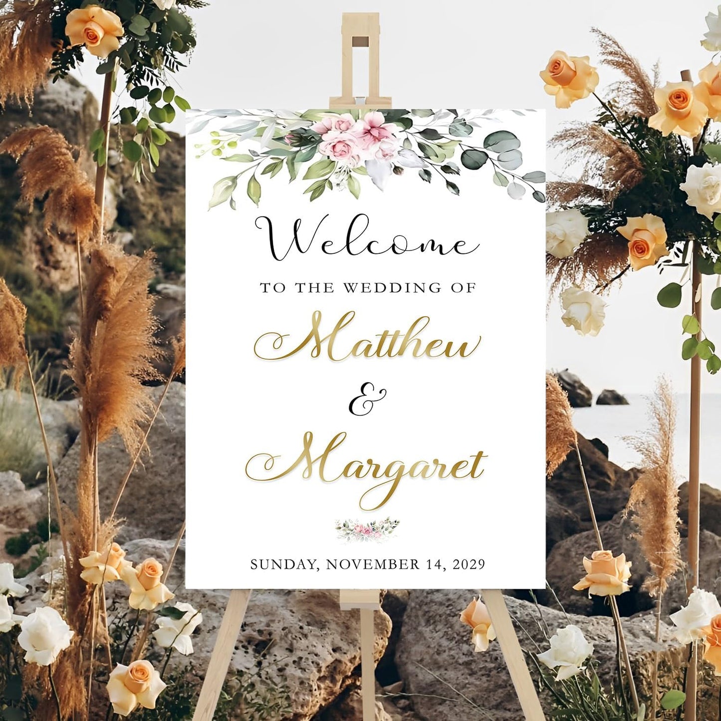Welcome To Our Wedding Sign, Wedding Signs For Ceremony And Reception, Wedding This Way Sign Outdoor, Wedding Welcome Sign Stand, Rustic Wedding Decorations For Ceremony