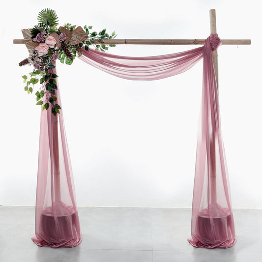 VDS Pack of 2 Panel (30 Inch X 30 Feet) Wedding Arch Draping Fabric Sheer Chiffon Fabric Drapery for Wedding Ceremony Reception Swag Backdrop Canopy Chuppah ARBO Altars Decoration (Mauva)