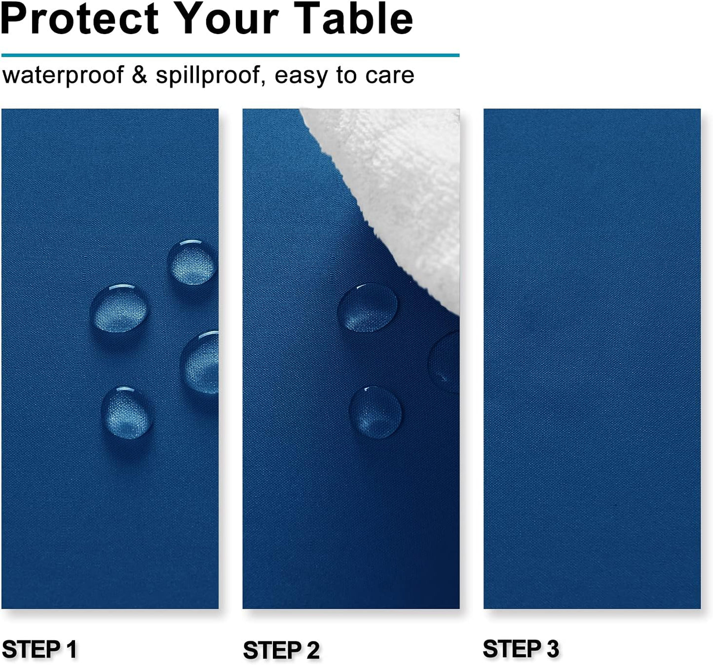 Hiasan Table Cloth Rectangle - Waterproof and Washable Fabric Tablecloth for Dining Room Kitchen and Outdoor Use, Royal Blue, 54 x 120 Inch