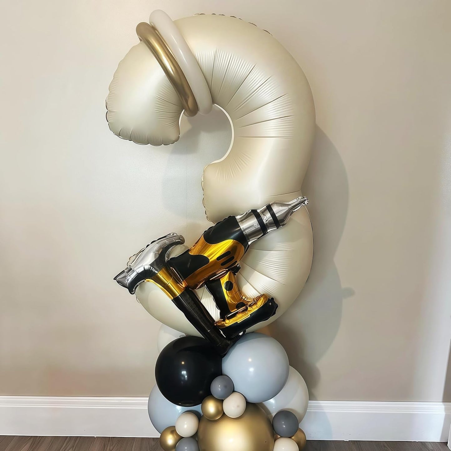 Cream 6 Balloon Number 40 Inch Cream White Number 6 Balloon Helium Mylar 6 Balloon for Birthday Party Decoration