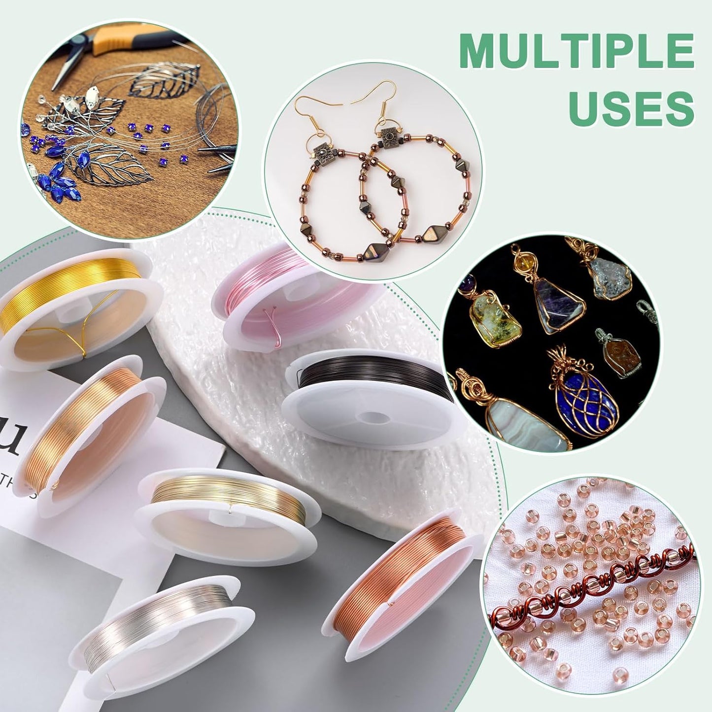 0.4 mm/26 Gauge Copper Wire for Jewelry Making, 30.2FT Copper Beading Craft Wire for Jewelry/Weaving/DIY Crafting/Planting, Color-Retaining [9.2M, Bright Silver]