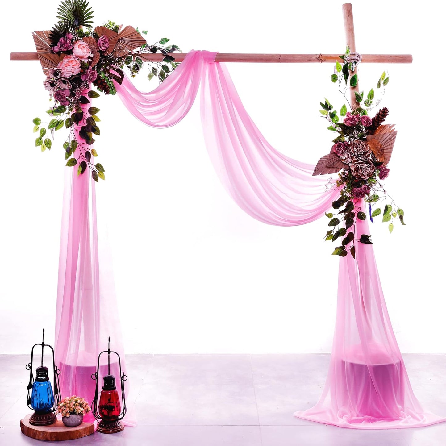 VDS Pack of 1 Panel (30 Inch X 20 Feet) Wedding Arch Draping Fabric Sheer Chiffon Fabric Drapery for Wedding Ceremony Reception Swag Backdrop Canopy Chuppah ARBO Altars Decoration (Bubblegum)