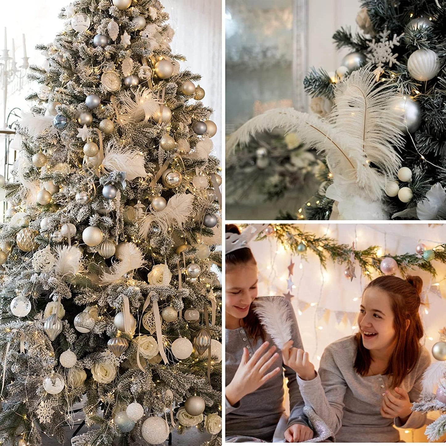 NEWONG 30pcs Light Blue Ostrich Feathers Natural Bulk 9-12in（23-30cm） Vase Craft Wedding Home Party Centerpieces Christmas Day Decoration