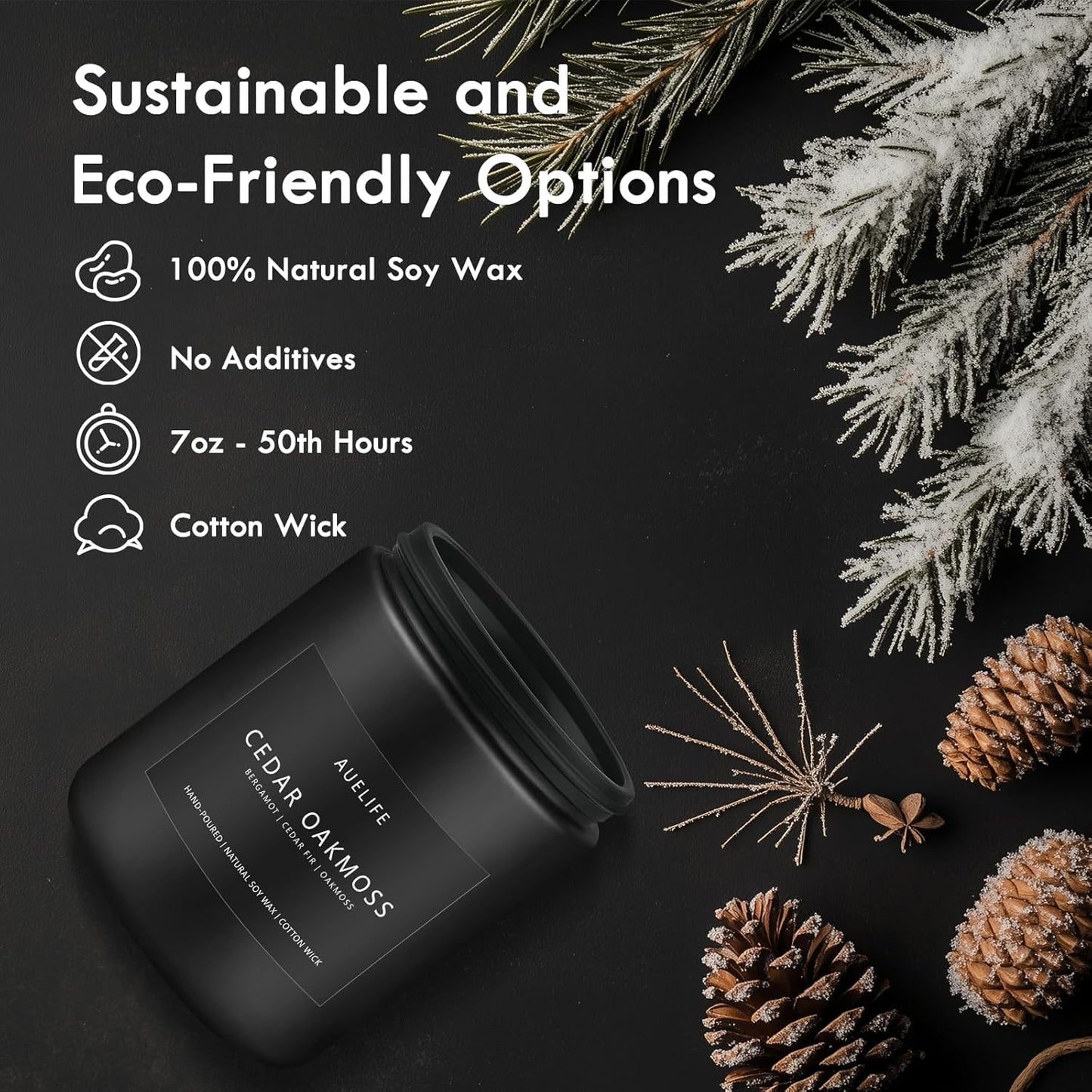 Cedar Oakmoss Candle | Scented Candles for Men - Soy Candles for Home Scented, Manly Candle for Bedroom, Man Gifts for Him/Friend -7oz