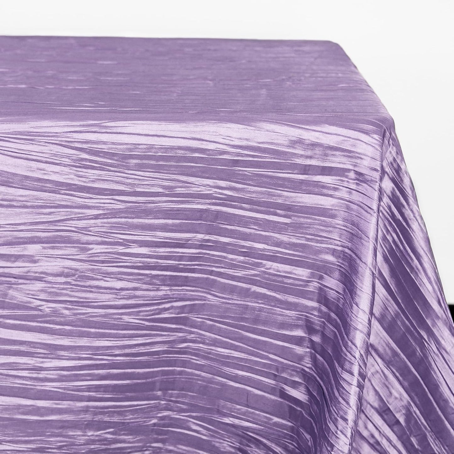 YOUR CHAIR COVERS - 90 x 156 inch Rectangular Crinkle Taffeta Tablecloth - Lavender, Rectangle Table Linens for 8 ft Rectangular Tables, Wedding Crushed Table Cloth