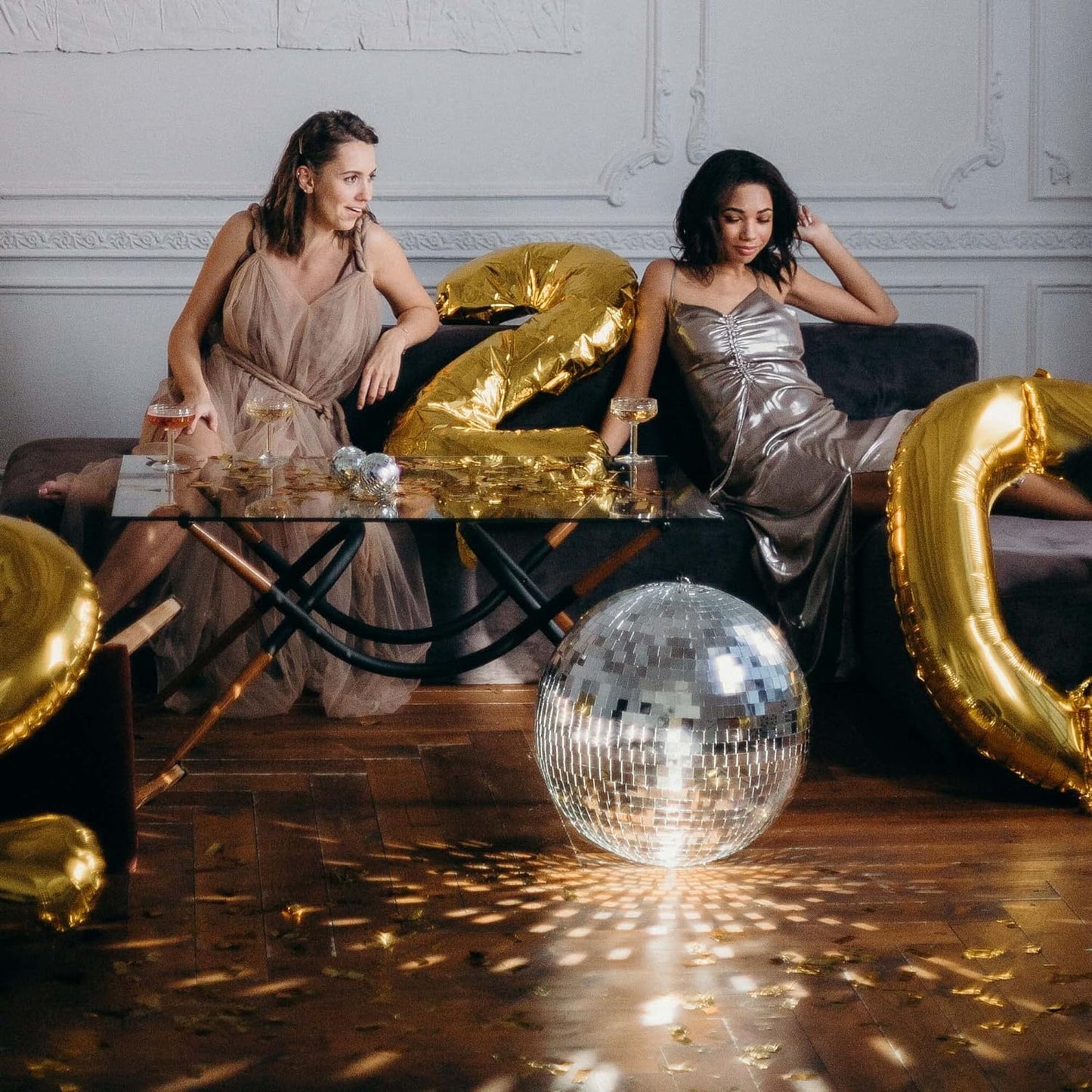 Yescom 2PCS 12" Large Disco Ball Mirror Big Hanging Glass Decoration for 70s 80s Party Events Wedding DJ Dance Club Bar Stage Lighting Business Holiday Home Decor Silver