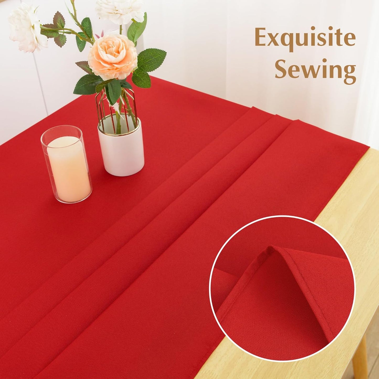 2 Pack Square Table Cloth 60X60 Inch Red Washable Fabric Tablecloth Polyester Solid Dining Table Cover for Birthday Party Dinner Holiday Outdoor Indoor
