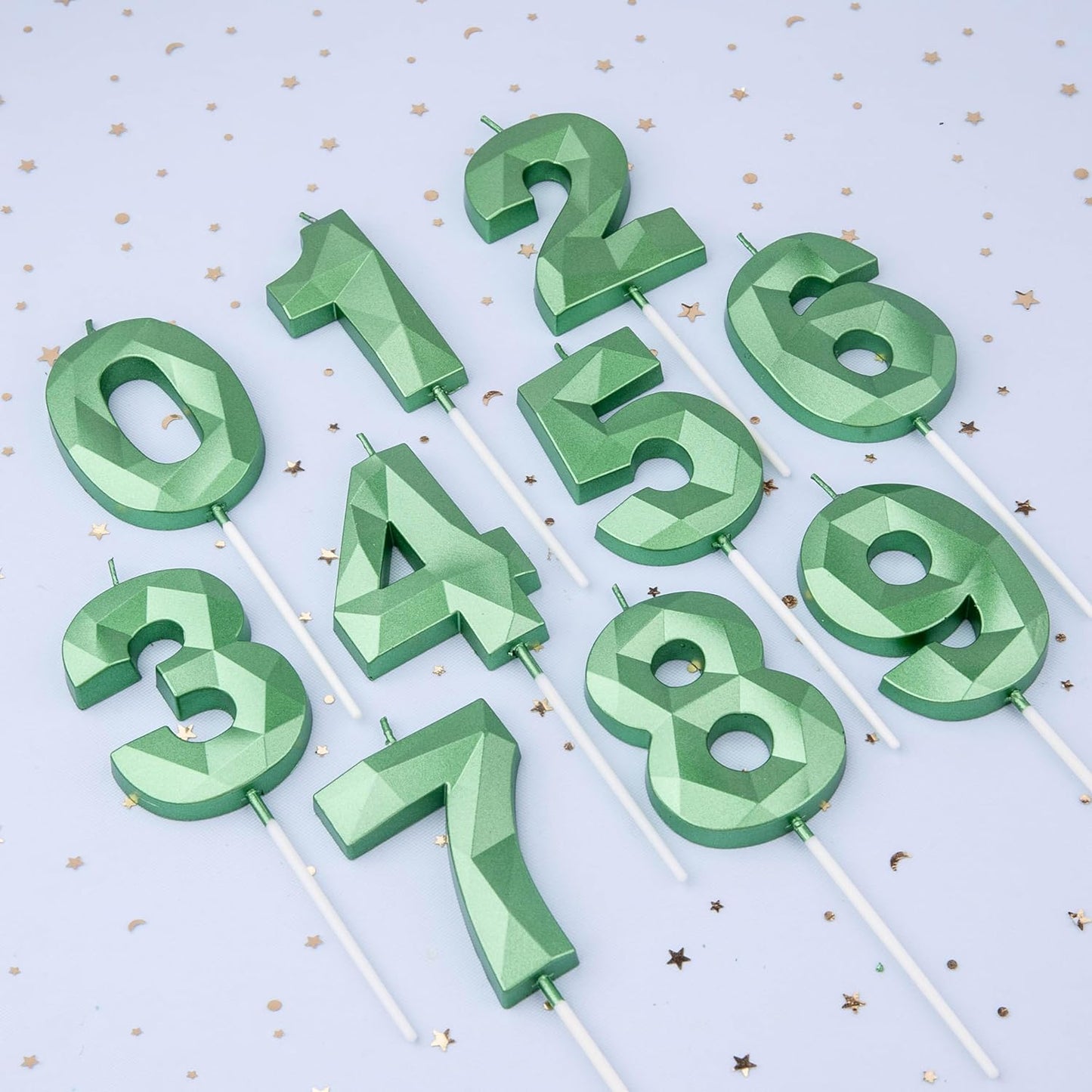 PHD CAKE 2.76 Inch Crystal Green 8 Number Cake Candle, Numeral Birthday Candles, Green Number Candles, Party Celebration