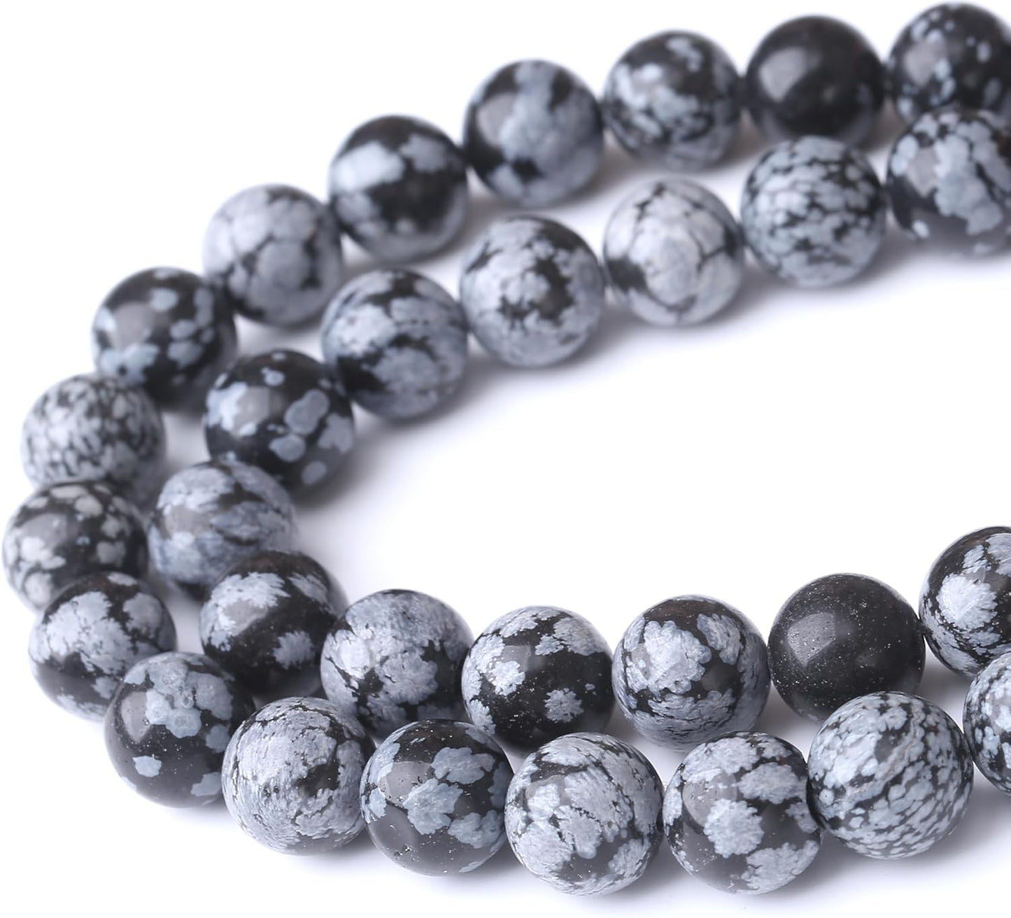 Snowflake Stone Beads for Jewelry Making DIY Craft Gemstone Beads Kit (4mm, 88pcs) Smooth Healing Crystal Beads for Bracelets, Necklaces, Home Decor