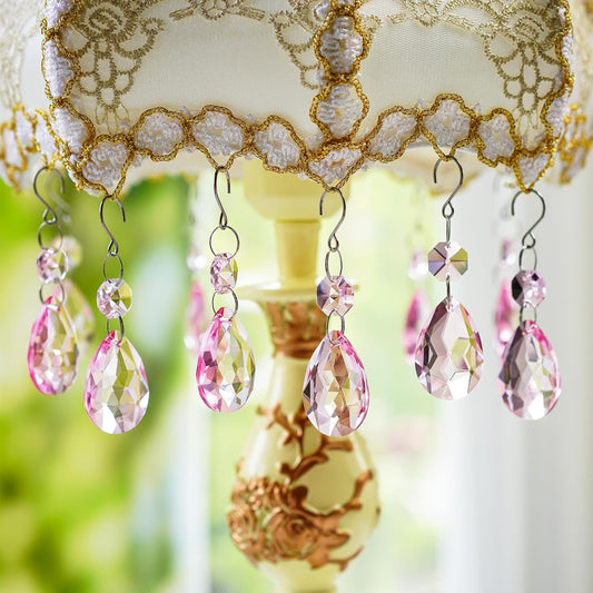 H&D HYALINE & DORA 3Inch Crystal Suncatcher Bauhinia Prisms Pendants 10Pcs Chandelier Crystals Replacement Hanging Sun Catcher Beads for DIY Arts Crafts Decor (Pink)