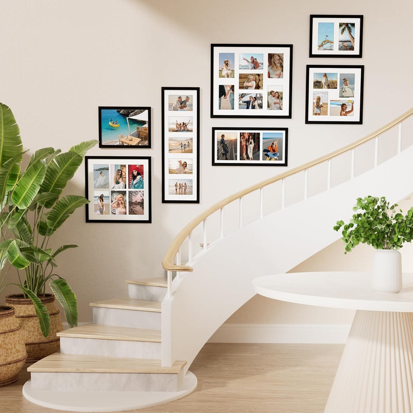 Vittanly 12x12 Collage Picture Frame, Displays 4Pcs 4x6 Pictures with Mat, Picture Frames Collage Wall Decor for Horizontal or Vertical Display, Black, 1 Pack