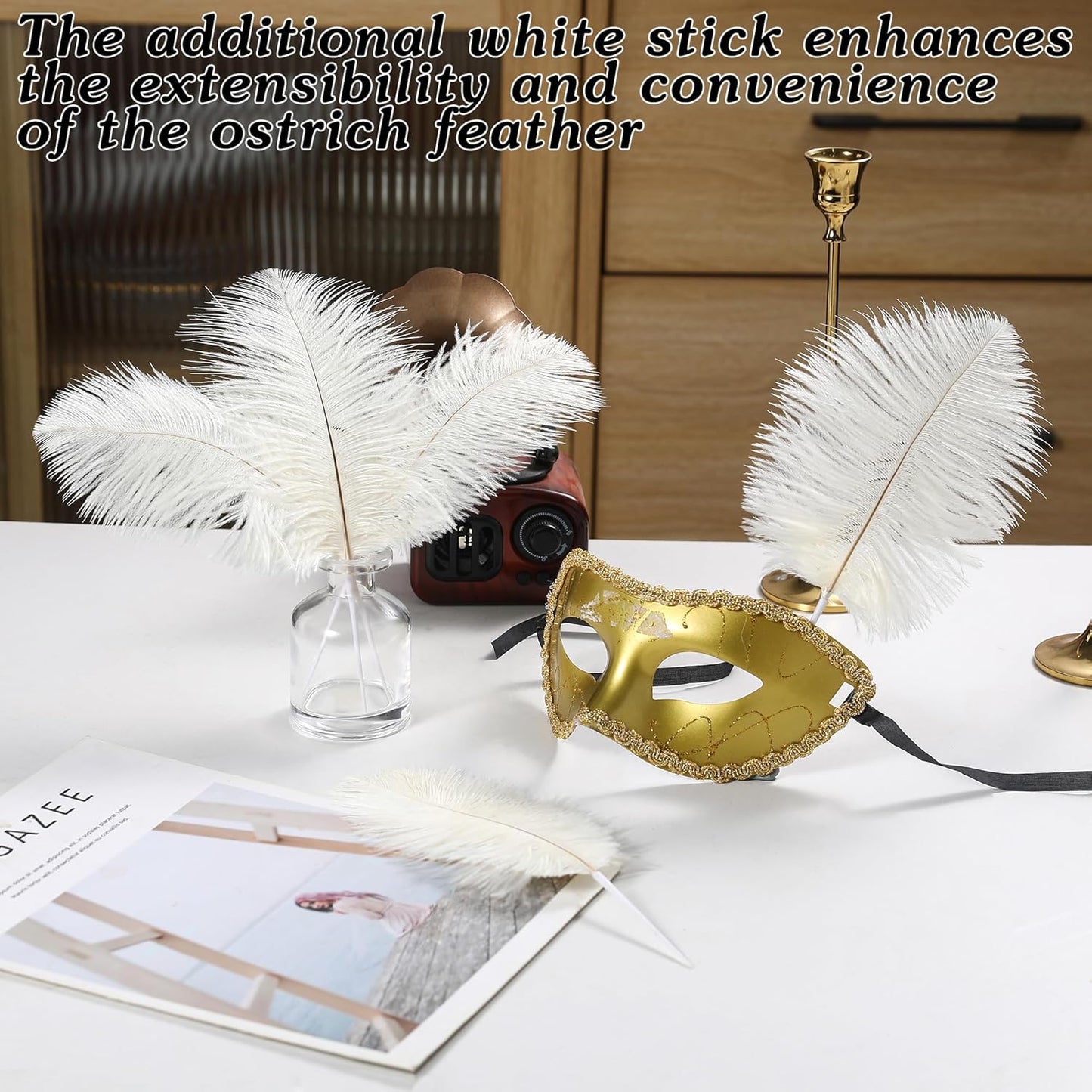 SOGUGOM White Craft Ostrich Feathers - 30PCS 8-10 inch Ostrich Feathers Kit for Centerpieces, Kindergarten Crafts, Dream Catchers and DIY Projects(White)