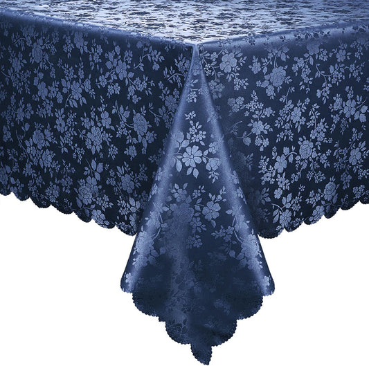 Smiry Rectangle Table Cloth, Waterproof Heavy Duty Vinyl Tablecloths, Wipeable Washable Table Cover for Kitchen and Dining Room (Navy Blue, 54" X 120")
