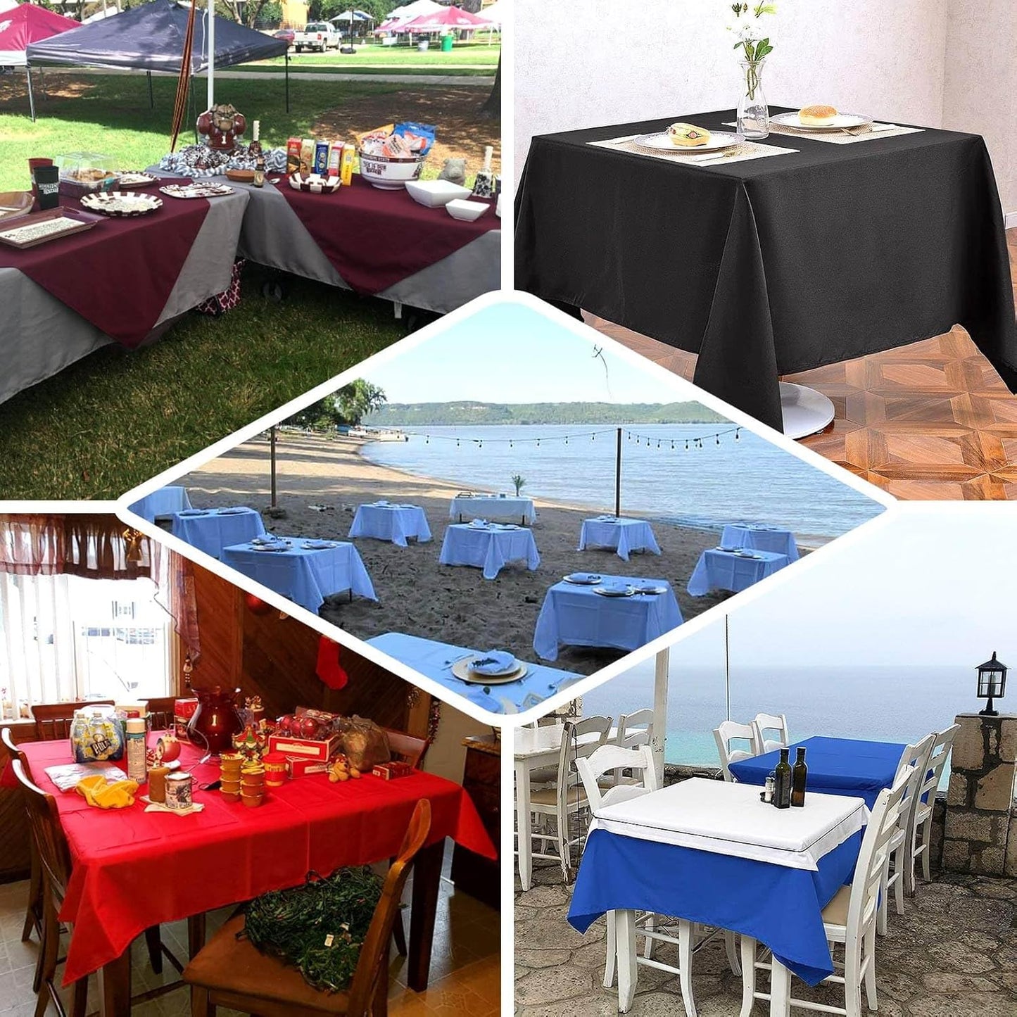Efavormart 70" Square Linens Black Wholesale Linens Polyester Square Linen Tablecloth for Wedding Banquet Party Restaurant