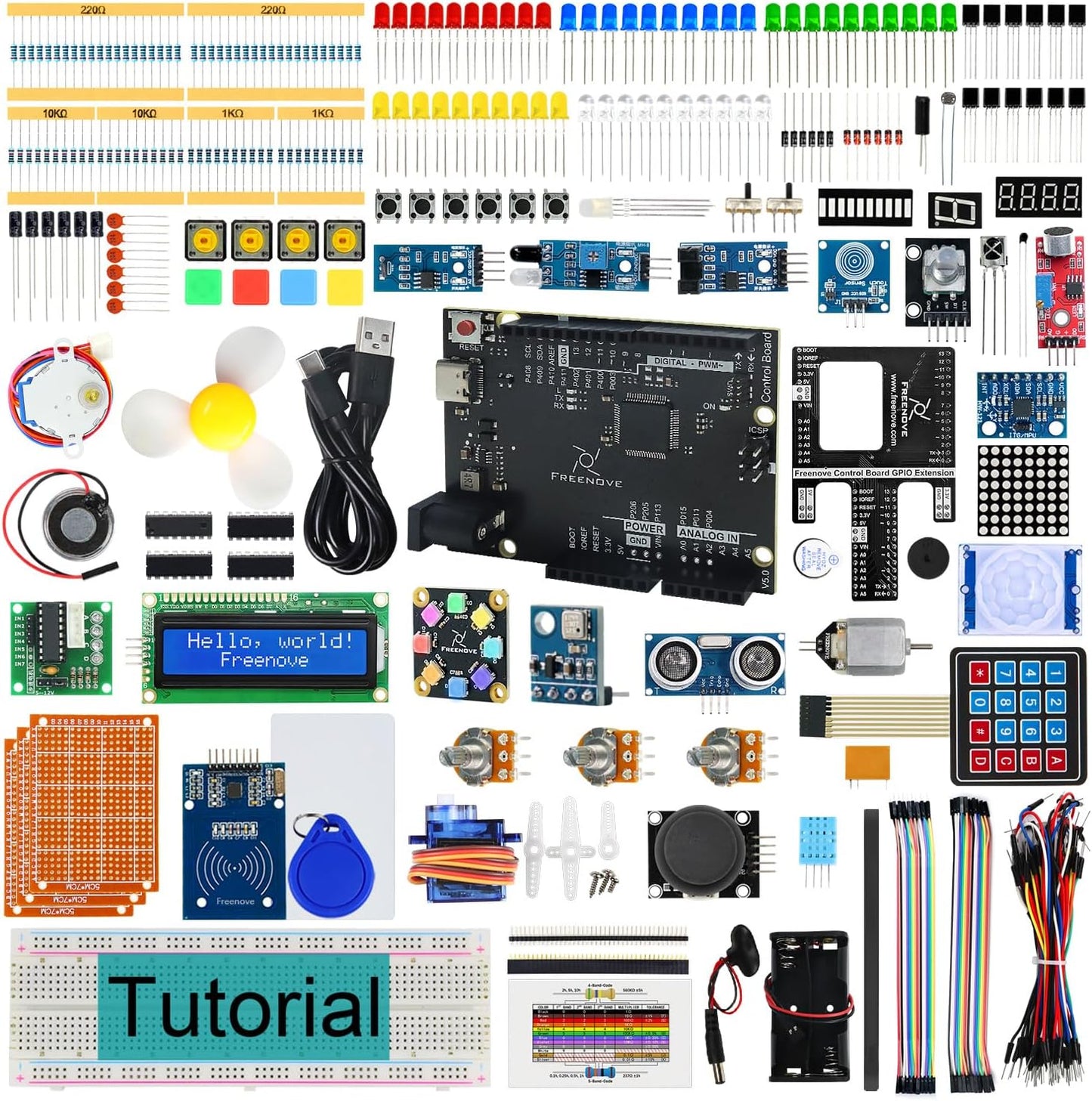 Freenove Complete Starter Kit with Board V5 Rev4 Mini (Compatible with Arduino IDE), Arm Cortex-M4 Microcontroller, 474-Page Detailed Tutorial, 343 Items, 90 Projects