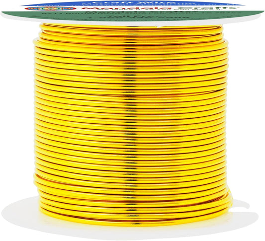Mandala Crafts 16 Gauge Anodized Aluminum Craft Wire for Jewelry Making - 100 FT Colored Flexible Gold Tone Wire - Bendable for Bonsai Armature Crafting Sculpting