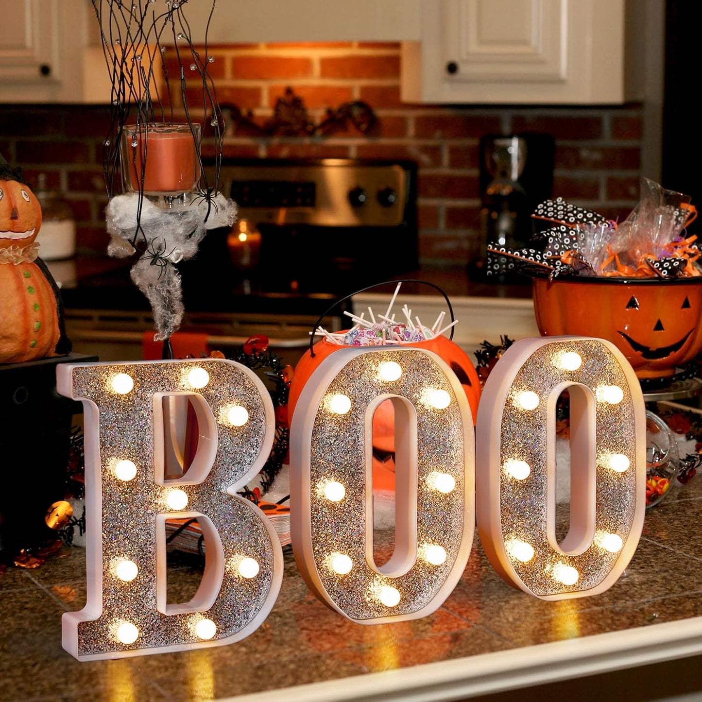 Marquee Light Up Letters, Glitter Silver LED Letter Lights Battery Powered Alphabet Letter Sign for Night Light Wedding Birthday Party Cafe Bar Decoration Girls Room Decor - C