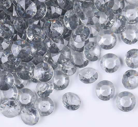 1000pcs/ Pack Wedding Table Acrylic Diamond Scatter Crystals Confetti Acrylic Gems Vase Fillers Rhinestones for Wedding, Bridal Shower, Vase Beads Decorations (10mm, Gray)