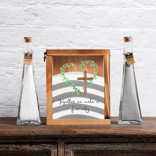 Blosssound Unity Sand for Wedding Ceremony Set Christian Together We Make a Family Unity Sand Ceremony Shadow Box and Vases for Religious Wedding Centerpiece Marriage Bridal Party Supplies