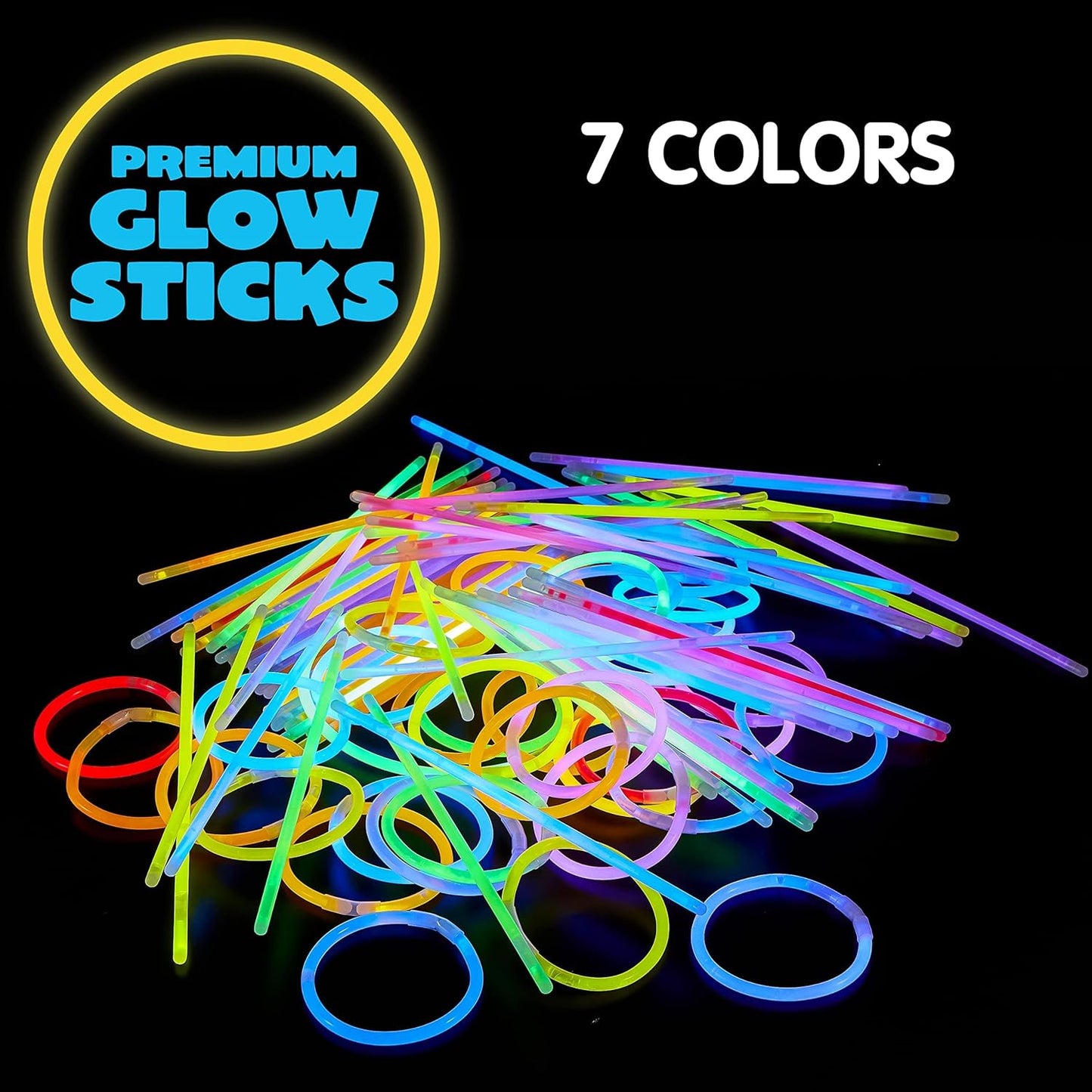JOYIN 600 Pcs 8" Glowsticks, Halloween Supplies Pack, Bracelets Necklaces, Glow in the Dark Party Favors, Easter, Christmas, Football Party Supplies