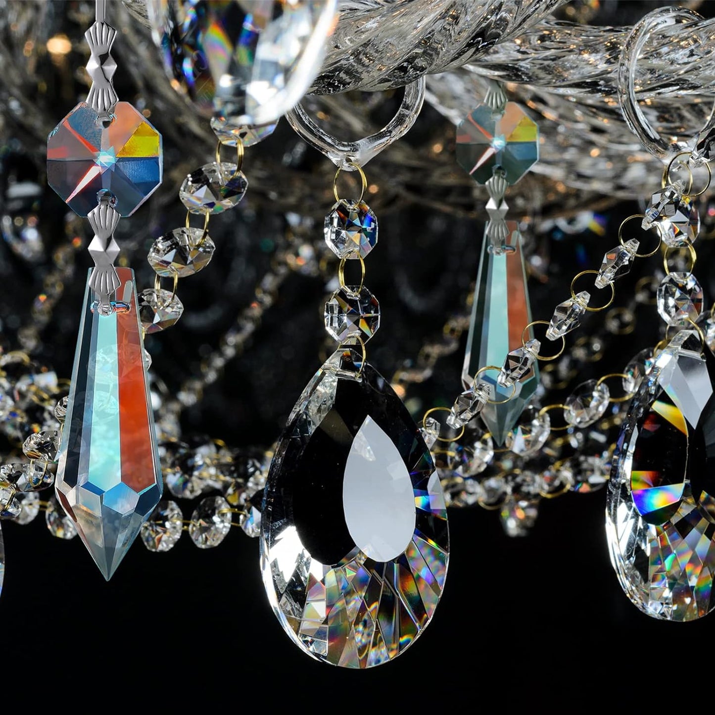 48 Pcs Chandelier Crystal Replacement 38 mm Teardrop & Icicle Crystal Prisms Hanging Gems Parts for Lamps and Chandeliers Suncatcher Christmas Tree Windows Home Decor (Clear)