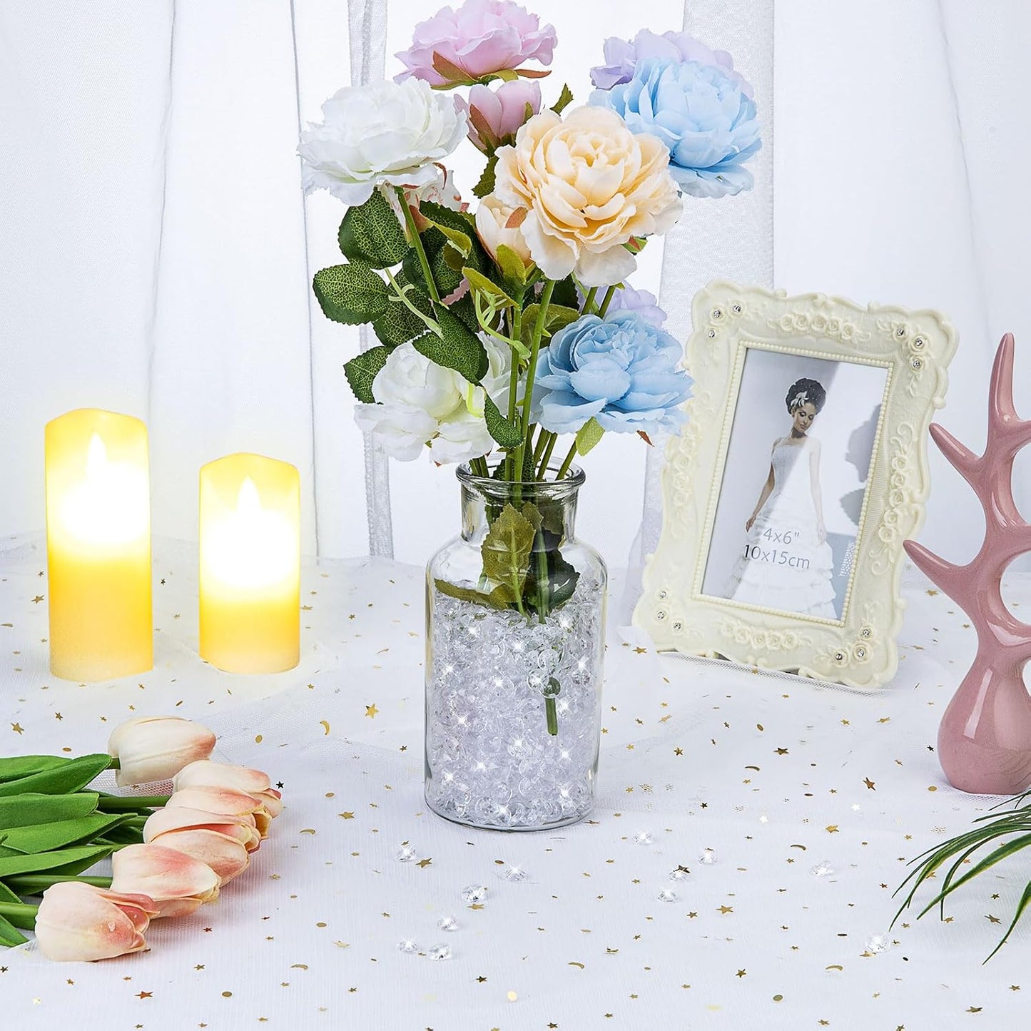 2000 pcs/Pack Wedding Table Scatter Confetti Crystals Acrylic Diamonds 8 mm Rhinestones for Wedding, Bridal Shower, Vase Beads Decorations (8mm, Light Gray)
