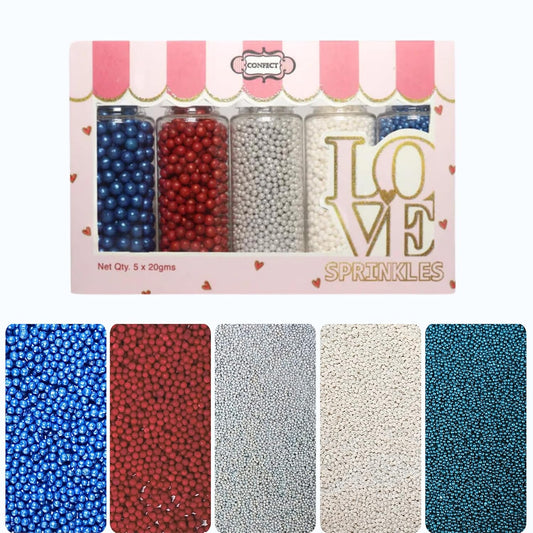 Confect Patriotic Sprinkles Mix – Red, White, Blue, Silver & Navy Pearl Dragees | 5-Pack Cake & Cupcake Decorations | 4th of July | Baking Toppers | Vegan, Gluten-Free, Nut-Free, Soy-Free, Dairy-Free, Palm Oil-Free, No Artificial Dyes - 5 Oz