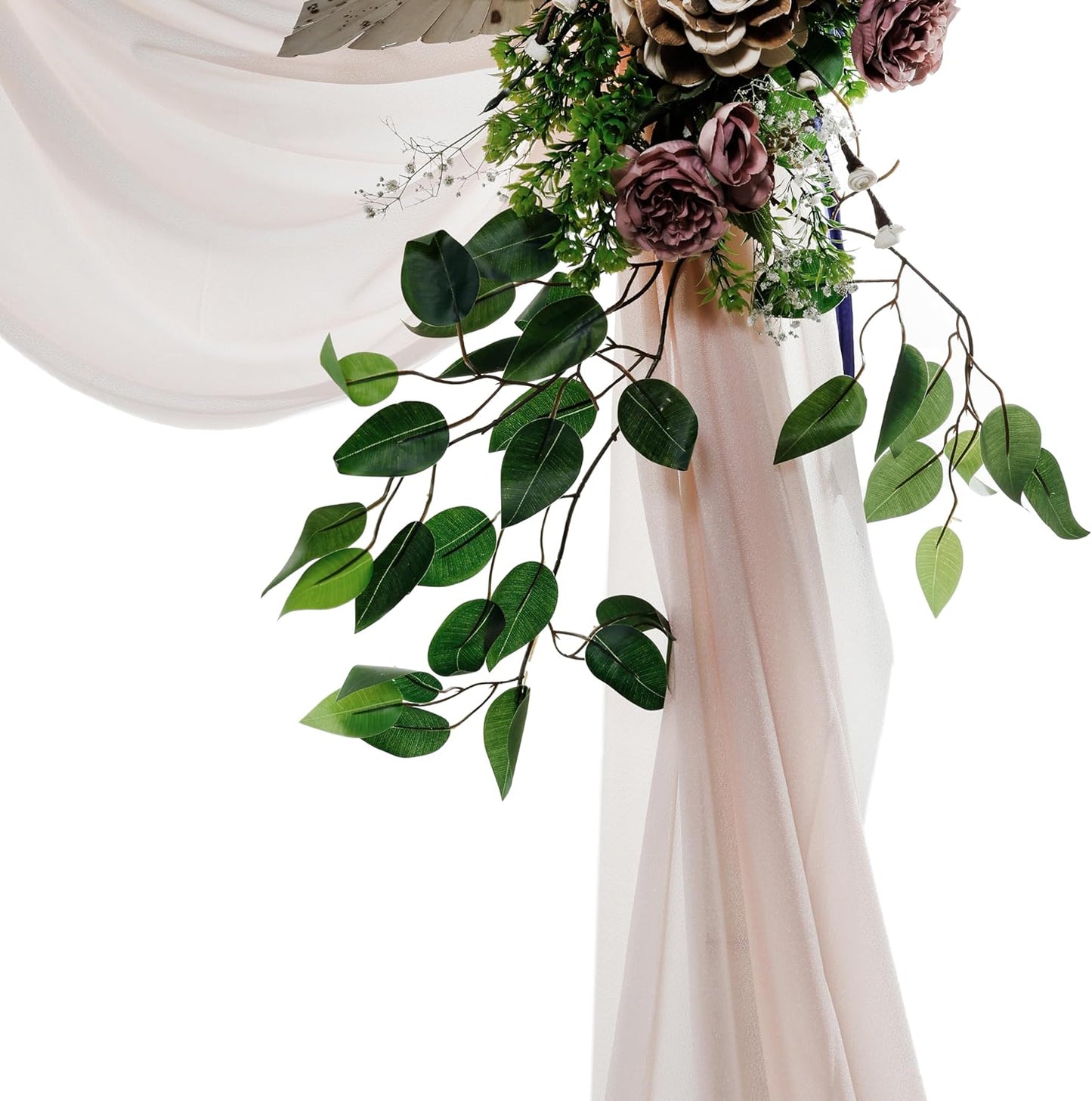 VDS Pack of 2 Panel (30 Inch X 100 Feet) Wedding Arch Draping Fabric Sheer Chiffon Fabric Drapery for Wedding Ceremony Reception Swag Backdrop Canopy Chuppah ARBO Altars Decoration (Nude)