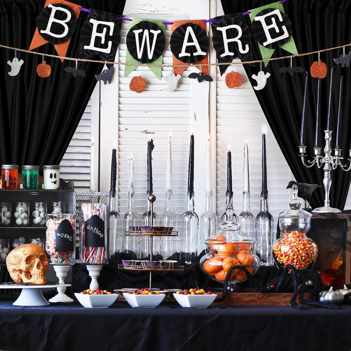 DWCN 10x8 FT Black Backdrop Curtains for Parties, Photography Backdrop Drapes with Rod Pockets for Wedding Decorations Stage Birthday Family Gatherings, 2 Panels 5ft x 8ft