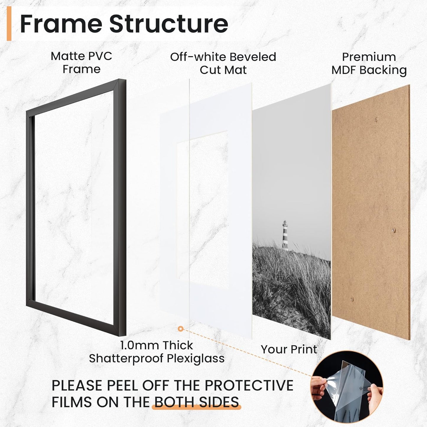 20x30 inch Picture Frame, 20x30 Photo Frames with 16x24 Removable Mat - High Definition Plexiglass - Vertical and Horizontal Display - Wall Hanging Poster Frame - Black, 3 Pack