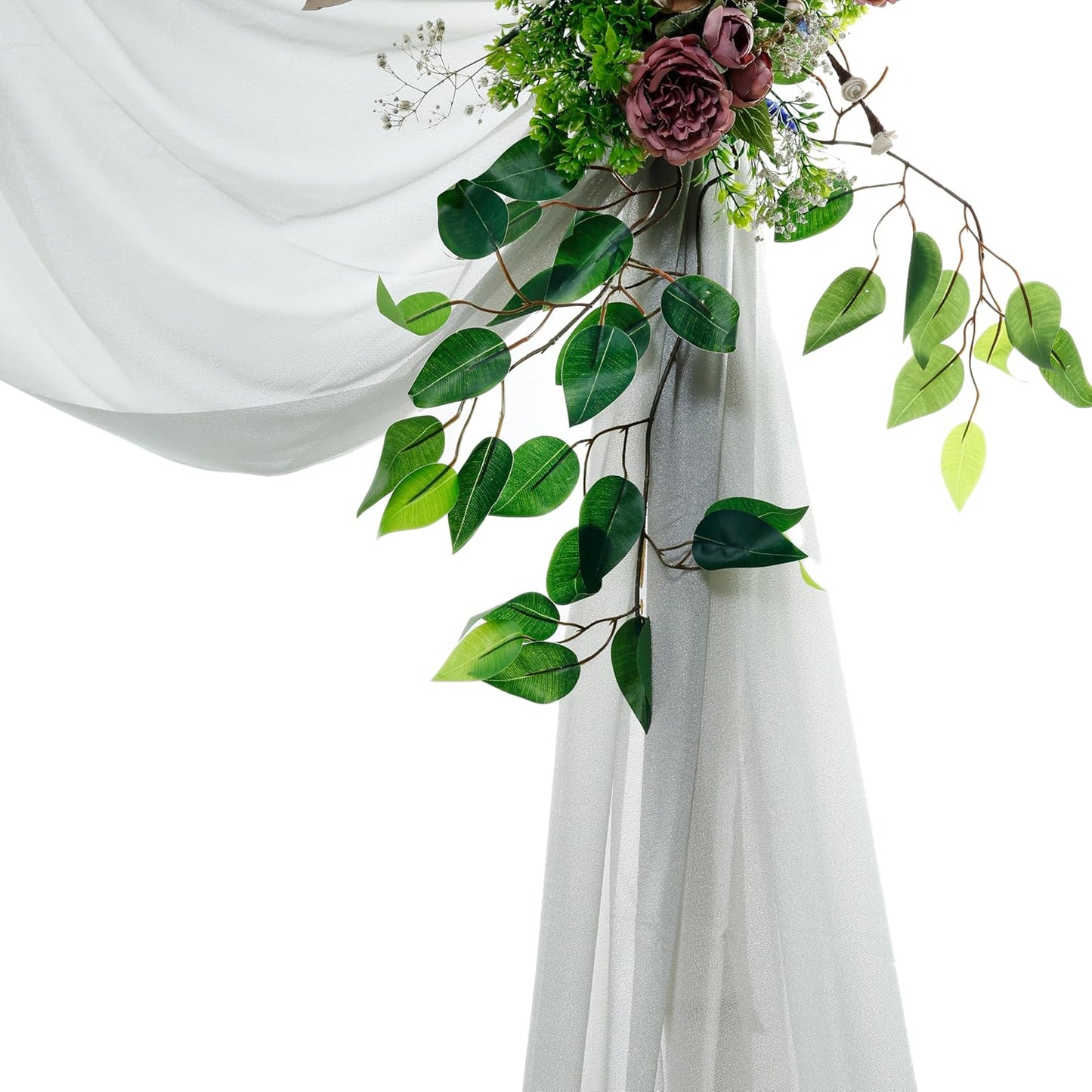 VDS Pack of 2 Panel (30 Inch X 20 Feet) Wedding Arch Draping Fabric Sheer Chiffon Fabric Drapery for Wedding Ceremony Reception Swag Backdrop Canopy Chuppah ARBO Altars Decoration (Grey)