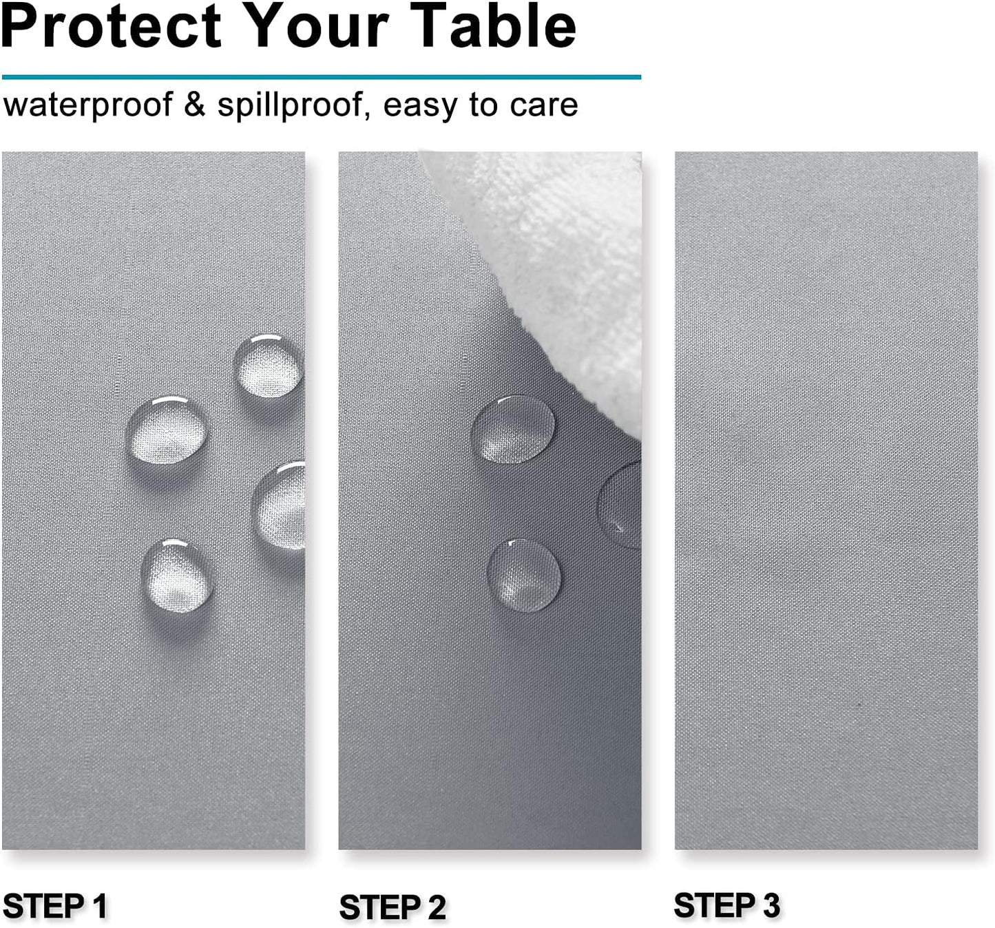 Hiasan Silver Grey Rectangle Tablecloth - Waterproof and Spillproof Washable Fabric Table Cloth for Dining Room Kitchen Party and Outdoor, 54 x 80 Inch
