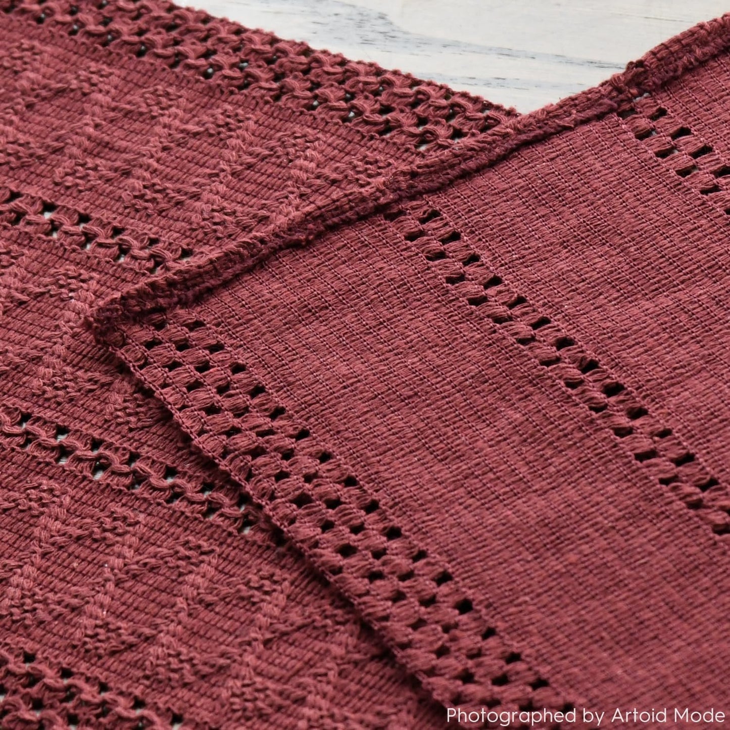 Artoid Mode Red Farmhouse Woven Rustic Hollow Table Runner, Seasonal Holiday Hollow Kitchen Dining Table Decoration for Home Party Decor 12x72 Inch