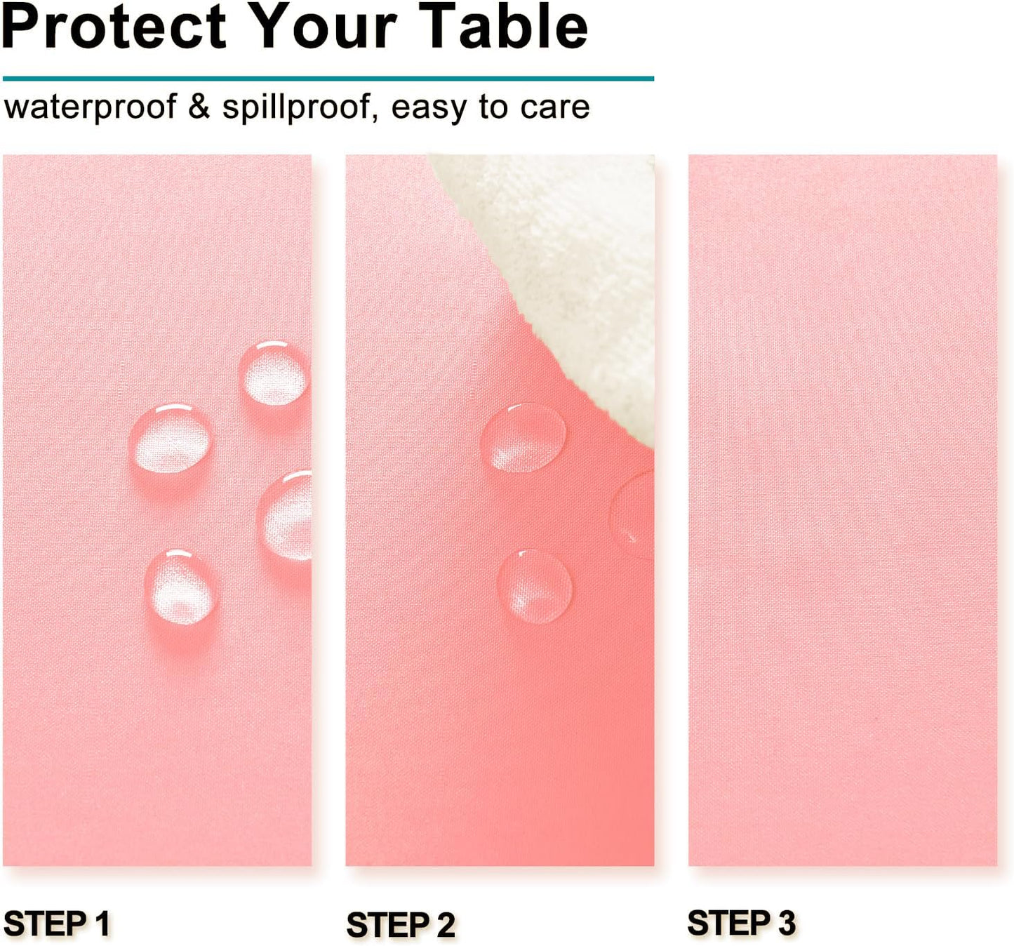 Hiasan Rose Pink Tablecloth for Rectangle Tables - Waterproof and Spillproof Washable Fabric Table Cloth for Dining Room Kitchen Party, 52 x 70 Inch