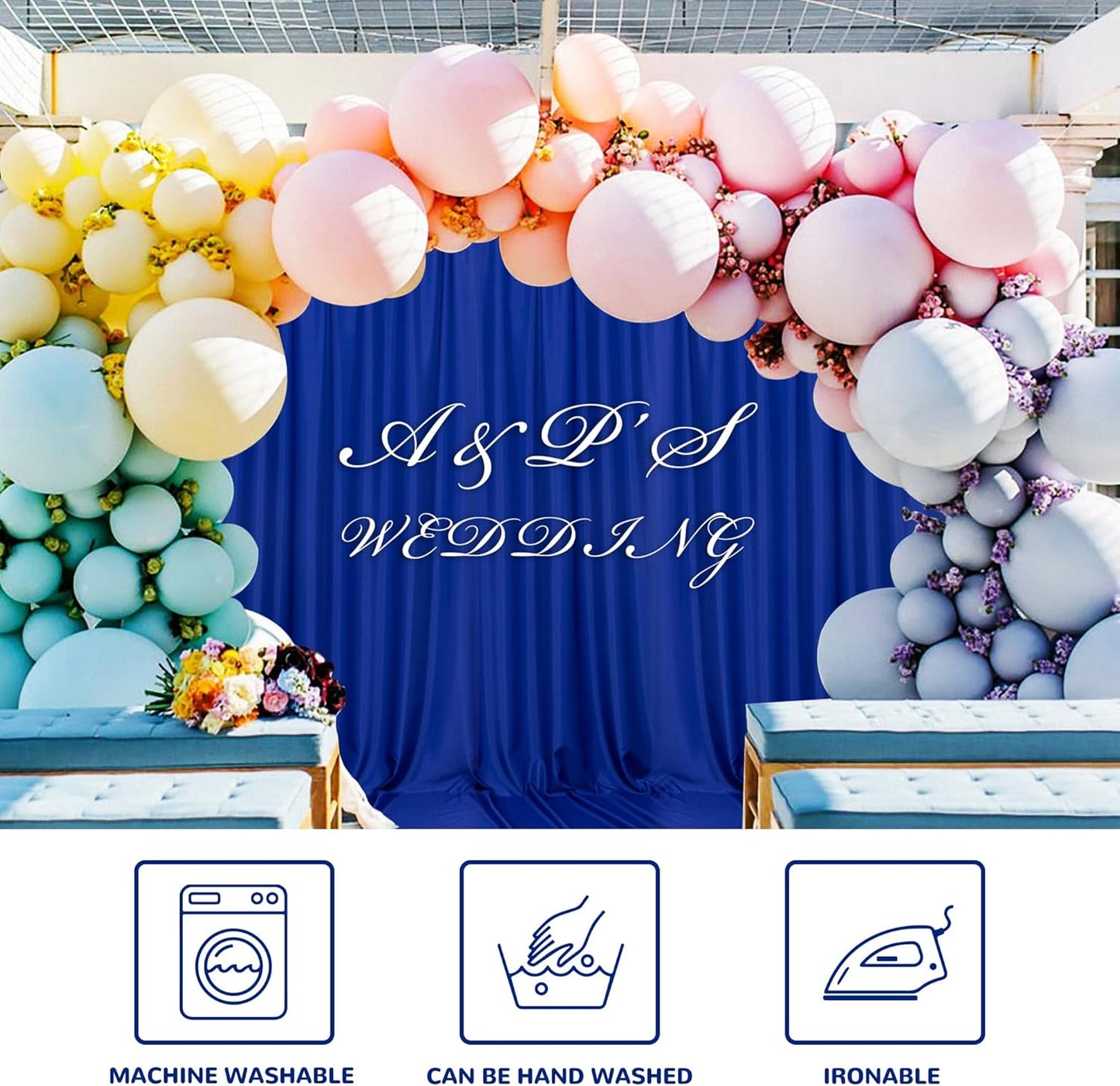 MEETSKY 10 feet x 10 feet Royal Blue Backdrop Curtains for Parties Curtains Photography Backdrop Drapes for Wedding Birthday Party Rod Pocket Home Sliding Door Decoration, 5ft x 8ft, 2 Panels
