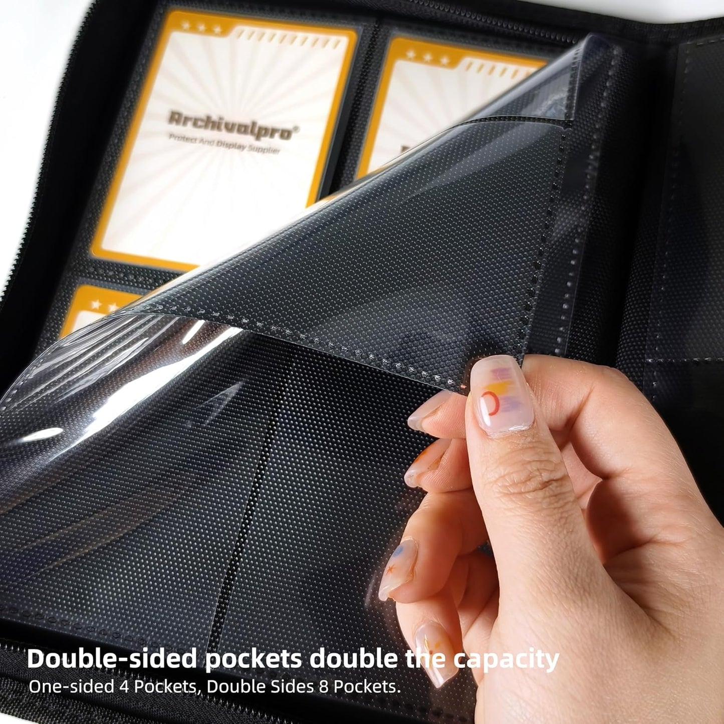 4 Pockets Premium Card Binder 160 Cards Trading Card Binders No Ring Card Storage Display Album(4 Pocket 160 Card Slot,Blue)