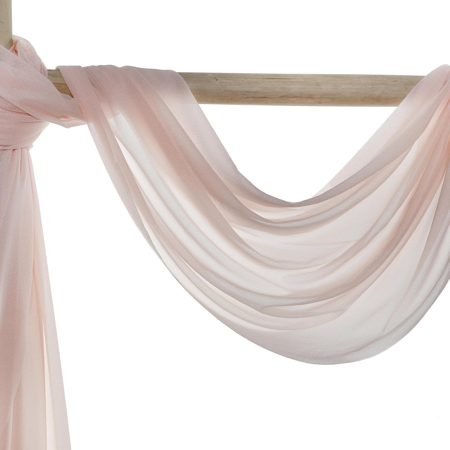 VDS Pack of 4 Panel (30 Inch X 20 Feet) Wedding Arch Draping Fabric Sheer Chiffon Fabric Drapery for Wedding Ceremony Reception Swag Backdrop Canopy Chuppah ARBO Altars Decoration (Nude)