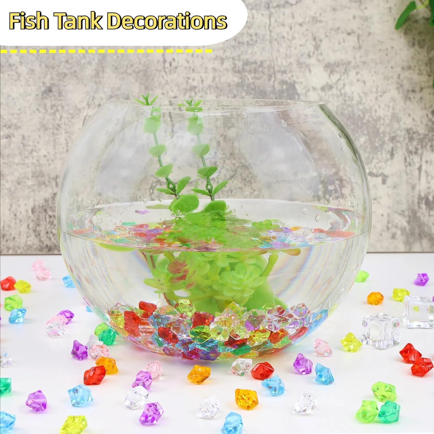 YATOJUZI 500pcs Fake Ice Cubes Black Acrylic Crushed Rocks Vase Fillers Plastic Diamonds Gems for DIY Party Wedding Centerpiece Table Scatter Prop Display 0.5" (Only Black)