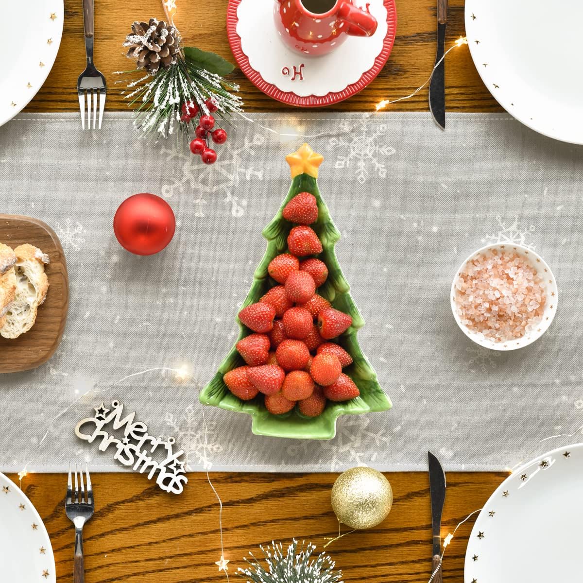 Artoid Mode Grey Snowman Snowflake Let it Snow Christmas Table Runner, Seasonal Winter Kitchen Dining Table Decor for Home Party Indoor 13x120 Inch